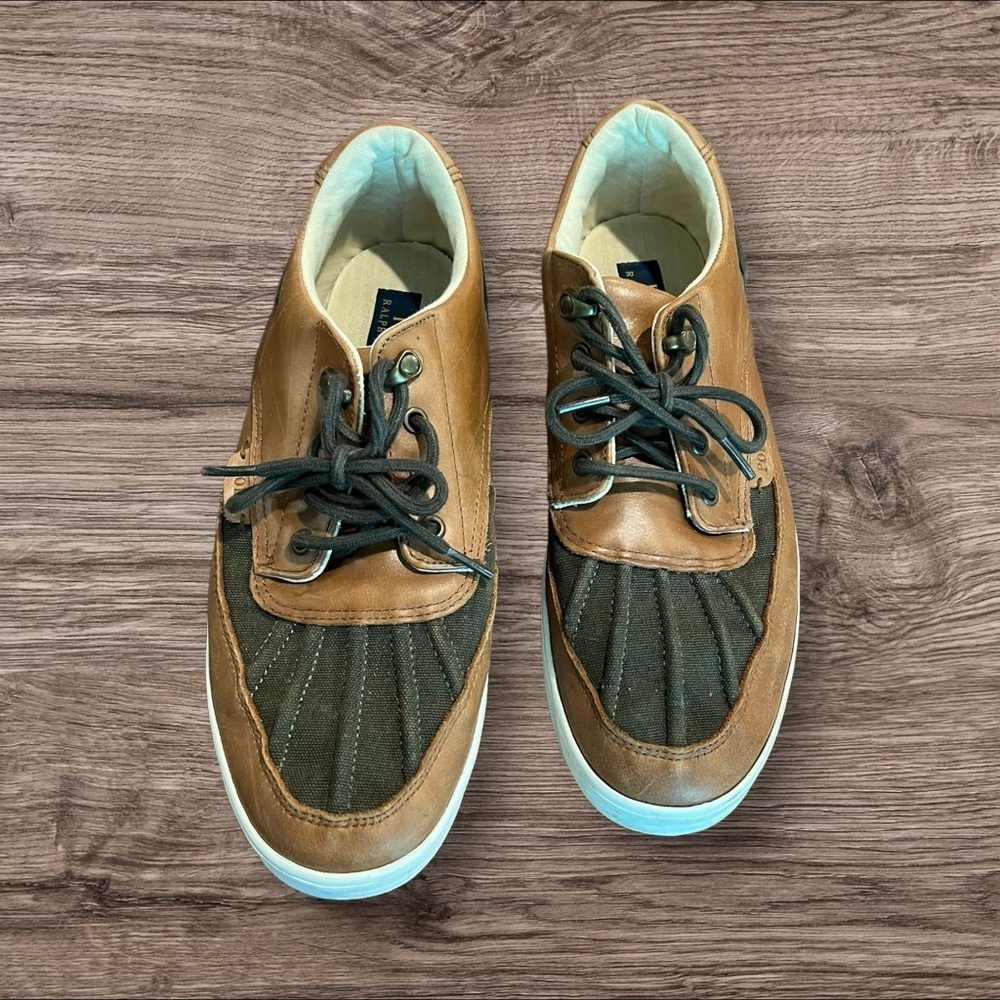 Polo Ralph Lauren Men’s Sneakers Burnished Leather / Canvas Size 10.5D